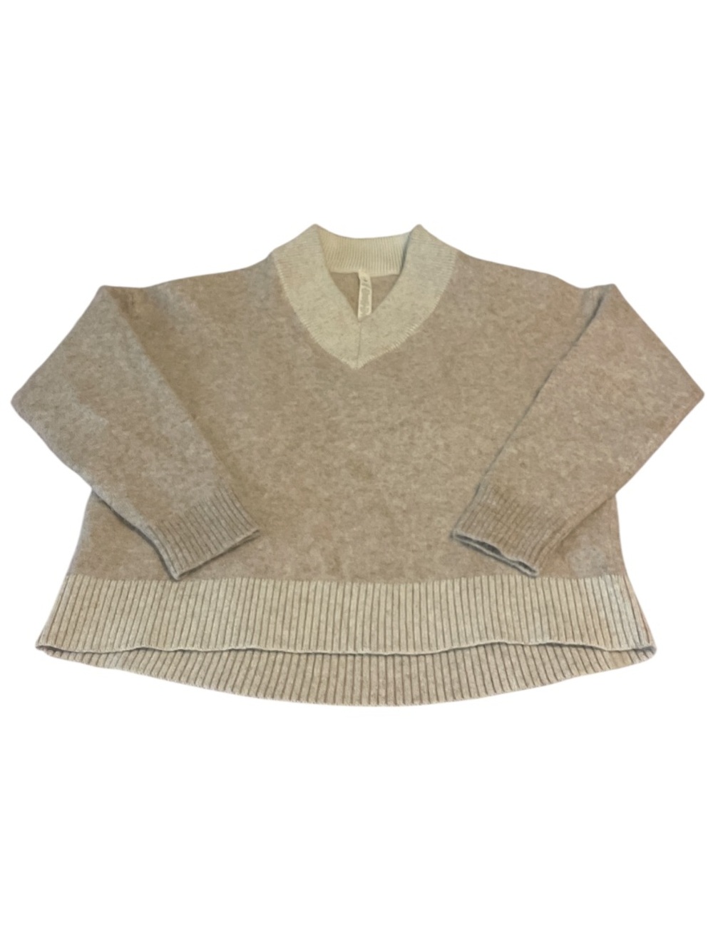 Lululemon Alpaca Wool-Blend V-Neck Sweater Heathered White Opal Size Small - Picture 4 of 8